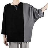 [KOTRBOY] Tシャツ メンズ 七分袖 大きいサイズ 夏服 綿 100 トップス カジュアル ロングTシャツ カットソー メンズ black-L