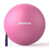 PROIRON バランスボール 75cm レッド ハンドポンプ付き