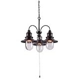 Kenroy Home 93033ORB Broadcast 3 Light Outdoor Chandelier in Oil Rubbed Bronze with Copper Highlight