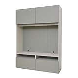 ws-1813tv 55型テレビ対応 シンプルなデザインのテレビ台 木目 石目 壁面収納※背面は化粧仕上げではありません。 (グレーホワイト×ライトグレー)