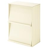 ディスプレイラック 収納棚 組合せ自由 本棚 チェスト シェルフ 2段 ラック 棚 木製 〔フラップ扉〕 ホワイト