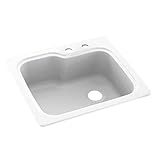 Swaoi|#Swanstone KS02522SB.010-2C 25-In X 22-In Solid Surface Kitchen Sink 2-Hole, White, by Swansto