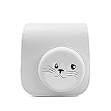 Rieibi チェキ12ケース,Fujifilmチェキinstax mini12/mini11/mini 8/mini8+/mini9ケース instax mini12/mini11/mini 9/mini8/mini8+カメラケース チェキ保護ケース ショルダーストラップ付き PUレザー（グレーネコ）