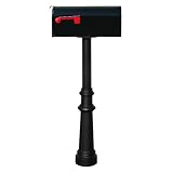 The HanfordメールボックスPostシステムSingle Post with Flutedベース# 8 and e1経済Ruralメールボックス HPST1-800-E1 1