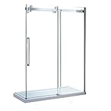 Ove Decors Sierra強化クリアガラスシャワーキットガラスパネルとベース、60-inch