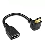 KKM-ラブショー0.15m 0.3m 0.5m短いHDMI ケーブル，4k /1080PHDMI 延長ケーブル, HDMI 1.4オス-メス 90度L字型左右向きHDMI 延長ケーブル 高速HDMI変換4K 60Hz HDMI 1.4ケーブル (0.15m, 下L,メス-オス.)