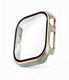 case closet アップルウォッチ用 カバー 互換品 44mm 保護ケース 保護カバー ガラス おしゃれ かわいい アーモンドグリーン/ローズゴールド