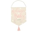 mozllyマルチパック – Mud PieピンクWelcome Baby Girl Birth Announcementバナー – 18 x 14インチ – 壁and Hanging Decor –