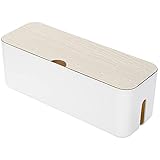ケーブルボックス コンセントボックス 配線ボックス 配線収納 配線隠し 配線 整理 コード収納 木製 樹脂 充電ボックス 充電ステーション 北欧 インテリア (Mサイズ, ホワイト)