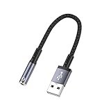 KHKUAHAI USB イヤホンジャック 変換 1個セット USB オーディオ 変換アダプタ USB2.0 to 3.5mm 変換ケーブル 外付け サウンドカード DAC搭載 16bit/48KHz対応 3極 4極 TRRS イヤホン PS4 等適用 Windows/Mac OS/PS4/PS5/Linux/Chromebook等対応 (15.5CM)