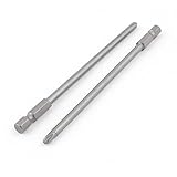 uxcell プラスドライバービット 金属 六角シャンク 磁気 120mm 長さ 2個入り