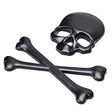 GoodsLand 【 3カラー 】ステッカー 車 ドクロ おしゃれ デカール 車 シール スカル エンブレム メッキ GD-DKST-BK