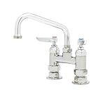 T&S Brass B-0227-CR Double Pantry Faucet with Deck Mount, 4-Inch Centers, 8-Inch Swing Nozzle and Ce