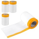 Rimikuru 養生シート テープ付き 4個セット ロール 車 塗装 壁 養生テープ 養生 マスキング テープ ビニール (幅550mm×長さ20m)