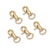 WUTA 5個ナスカン 真鍮キーホルダー 金具 回転式ナスカンキーホルダー 手芸材料DIY用 レザークラフト 金具 ナスカン 15mm