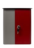 Qualarc WF-1515 Vista Rectangular Locking Mailbox Gray Body, Red Door and Black Top, Grey/Red/Black 
