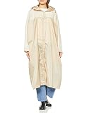 [ムーンバット] レインコート 白黒さんいらっしゃい サイクルコート バイカラー シンプル ネコ 収納袋 フード付き はっ水加工 リュック対応 レディース ベージュ M