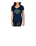 NFLシアトル・シーホークスレディースWinning Ranksプログラム半袖VネックTシャツ、XL、海軍ヘザー