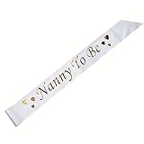 Nanny To Be - Party Sash for Baby Showers (Metallic Gold & White) by Uk Baby Shower Co