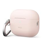 elago プレミアムシリコンケース AirPods Pro 3 対応 ケース カバー カラビナ付き ワイヤレス充電対応 耐衝撃 全面保護 ヘッドホンアクセサリ (サンドピンク)