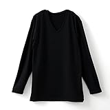 [白鷺ニット] 裏起毛 V首 Vネック インナー メンズ シャツ 長袖 あったか 防寒 ストレッチ あたたかい P0351E-E (L, ブラック)