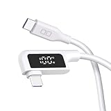 CIO 柔らかいシリコンケーブル 液晶ディスプレイ搭載 USB type-C 充電ケーブル 100W対応 iPhone 17 / 16 / 15 タイプC usb type c to c 【液晶部に保護フィルム有】（2ｍ、L字、ホワイト）