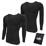 [DREAMPARTY] 【理学療法士推奨】 加圧シャツ 加圧インナー メンズ レディース インナーシャツ 強圧 【2枚組】 加圧 インナー 丸首タイプ 男女共用 筋トレ インナーマッスル トレーニング 長袖 ブラック 黒(M) dp214