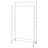 山善(YAMAZEN) 頑丈 ハンガーラック ダブル キャスター付き YIH-W(MWH) ホワイト(つやなし)
