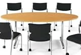 ミーティングテーブル・会議テーブル/イス別売り【タマゴ型　幅1800×奥行き900mm】 カラー:オーク
