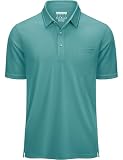 [KEFITEVD] ゴルフ ポロシャツ メンズ 半袖 tシャツ ビジネス ポロ 無地 襟付きシャツ 大きいサイズ スポーツpolo 胸ポケット付き グレーグリーン XL