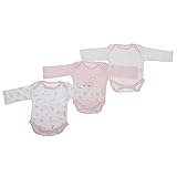 赤ちゃん・ベビー用 テディベア 長袖ボディースーツ ベビー用パジャマ スリープスーツ ベビー肌着 ロンパースーツ (3枚入り) ガールズ 女の子 (新生児) (ピンク)