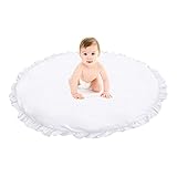 Samber子供赤ちゃんゲームマット再生クロールマットSleeping Pad SittingクッションラウンドレースマットスーパーソフトRug寝室装飾 ホワイト Samber-123
