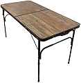 [ビジョンピークス] アウトドアテーブル 120cm 2～4人用 2WAYキャンプテーブル120 VP160401I01 ブラウン 約120×60×高さ37.5～66cm 折り畳み式テーブル アルミ製 簡単組立 2段階高さ調整