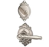 Schlage f94-bir-619-brkサテンニッケルダミーHandleset with Birminghamレバー、Brookshireローズ内側のみ