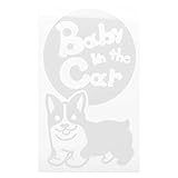 ホワイト（白） 犬 コーギー 走る Baby in the car ベビー イン ザ カー ベビーインカー ステッカー 窓ガラス用シールタイプ 車 戌 干...