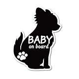 SignStore チワワのシルエットステッカー Baby on board 約14.5cm×11cm おしゃれ オリジナル シール かわいい イラスト ネコ グッズ ステッカー 車 日本製 防水 car_character_08_Baby (黒)