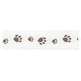 Paw Print grosgrain ribbon - choc on white 16mm x 20m by Miss Bo Peep