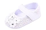 EOZY スイート 春夏 ベビーシューズ ファーストシューズ スニーカー 赤ちゃん靴 キャンバス生地 滑り止め レース花飾り 女の子 新生児 女児 フォーマル靴 0-1歳のキッズ ホワイト 11cm