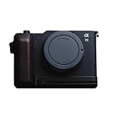 [恵＼イーサン] SONY A7C α7C 専用 ハンドグリップメタル 檀木材 ハンドメイド ボディケース 用のハンドグリップです 高級手作り木質 互換 電池交換便利 底面開閉 (ブラック)