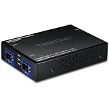 TRENDnet 1000BASE-T - デュアルSFPファイバーメディアコンバーター 冗長モード付き、TFC-G21SFP、1 x ギガビットRJ45ポート、2 x ギガビットSFPポート、NDAA & TAA準拠