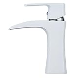 Hiendure 真鍮シングルレバー洗面器の蛇口、白色塗料