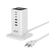 USB コンセント 6ポート 合計30W USB type-c充電器 タワー式 充電ステーション TESSAN スマホ充電器 充電アダプター iPhone Galaxy Android など機器対応