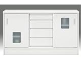 マルチキャビネット(収納棚/キッチン収納) 幅120cm×奥行30cm 引き戸/引き出し収納付き 『ランク』 背面化粧【開梱設置】