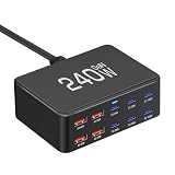 USB 充電器 type-c 合計240W PD 急速充電器 10ポート【PD 3.0、PPS、QC4+対応/単ポート100Ｗ/10台同時充電/1.2Mケーブル＆スタンド付】USB-C*6&USB-A*4 スマホ充電器 PSE認証済み MacBook Windows PC iPad iPhone Galaxy Android スマートフォン タブレットノートPC などその他機器対応