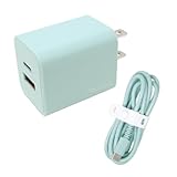 mitas ACアダプター アイスブルー USB充電器 PD 急速 Type-C ケーブルセット 2ポート タイプc Type-A 20W 2口 チャージャー PSE認証 コンセント AC充電器 スマホ スマートフォン タブレット