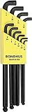【国内正規品】BONDHUS(ボンダス) 六角スタビー・ボールポイント・L-レンチ ロングセット 黒染め加工 10本組 (1/16、5/64、3/32、7/64、1/8、9/64、5/32、3/16、7/32、1/4インチ) SBLX10 No.16538