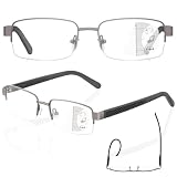 [JO] 老眼鏡 遠近両用 度数調整付き メガネ 累進多焦点 老眼鏡 ブルーライトカット UVカット メンズ おしゃれ リーディンググラス メタルフレーム眼鏡 2.0