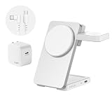 FIKLIK Poker 3-in-1 ワイヤレス充電ステーション｜Qi2対応・MagSafe高速充電・折りたたみ式｜iPhone／AirPods／Apple Watch対応｜ポーカーカードサイズ・CNCアルミ製｜KLECKTIONストア (白)