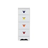 ディズニー家具すき間チェスト30cm幅4段リトルミッキーホワイト