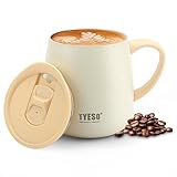 TYESO マグカップ 蓋付き 473ml セラミックコーティング 真空断熱 ステンレス製 保温 保冷 二重構造 コーヒーカップ 家庭用 オフィス プレゼント